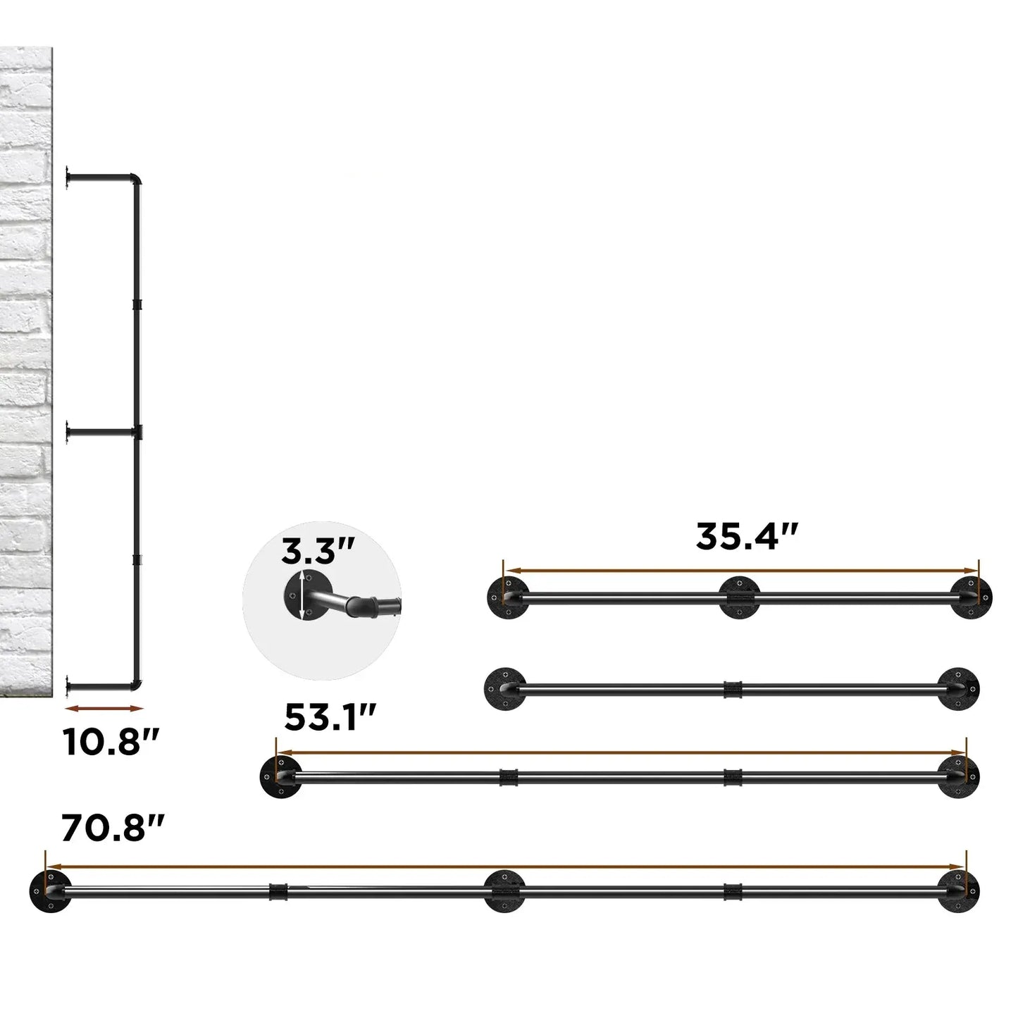 Barre de suspension vêtements mur industrielle - Une solution stylée d'organisation du linge