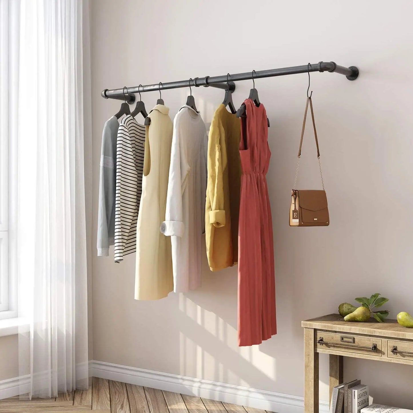 Barre de suspension vêtements mur industrielle - Une solution stylée d'organisation du linge