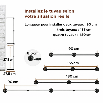 Barre de suspension vêtements mur industrielle - Une solution stylée d'organisation du linge - Aeraly