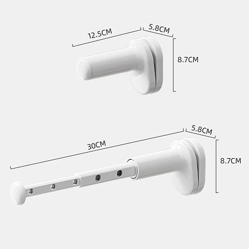 Barre séchoir linge extensible - pliable et portable Blanc