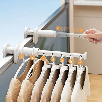 Barre séchoir linge extensible - pliable et portable Blanc
