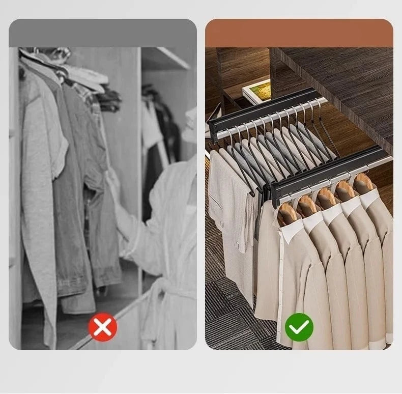 MOD Wardrobe Pull-out Retractable Hanger Telescopic Clothe Hanging Rod Hanging Trousers WardrobeStorage and Pull-out Clothes Hanger