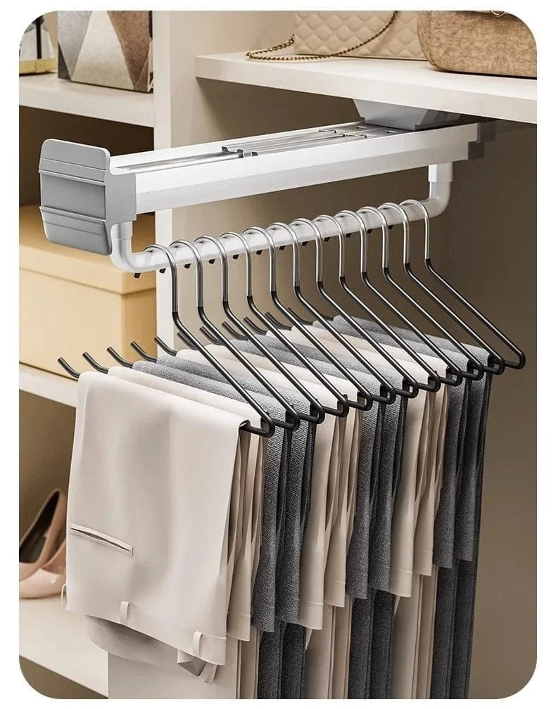 MOD Wardrobe Pull-out Retractable Hanger Telescopic Clothe Hanging Rod Hanging Trousers WardrobeStorage and Pull-out Clothes Hanger