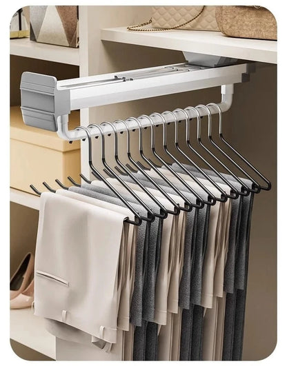 MOD Wardrobe Pull-out Retractable Hanger Telescopic Clothe Hanging Rod Hanging Trousers WardrobeStorage and Pull-out Clothes Hanger