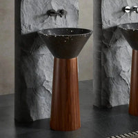 ONDA BOIS - Vasque totem sur pied sculptural