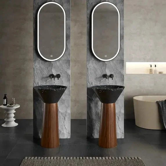 ONDA BOIS - Vasque totem sur pied sculptural