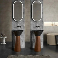 ONDA BOIS - Vasque totem sur pied sculptural