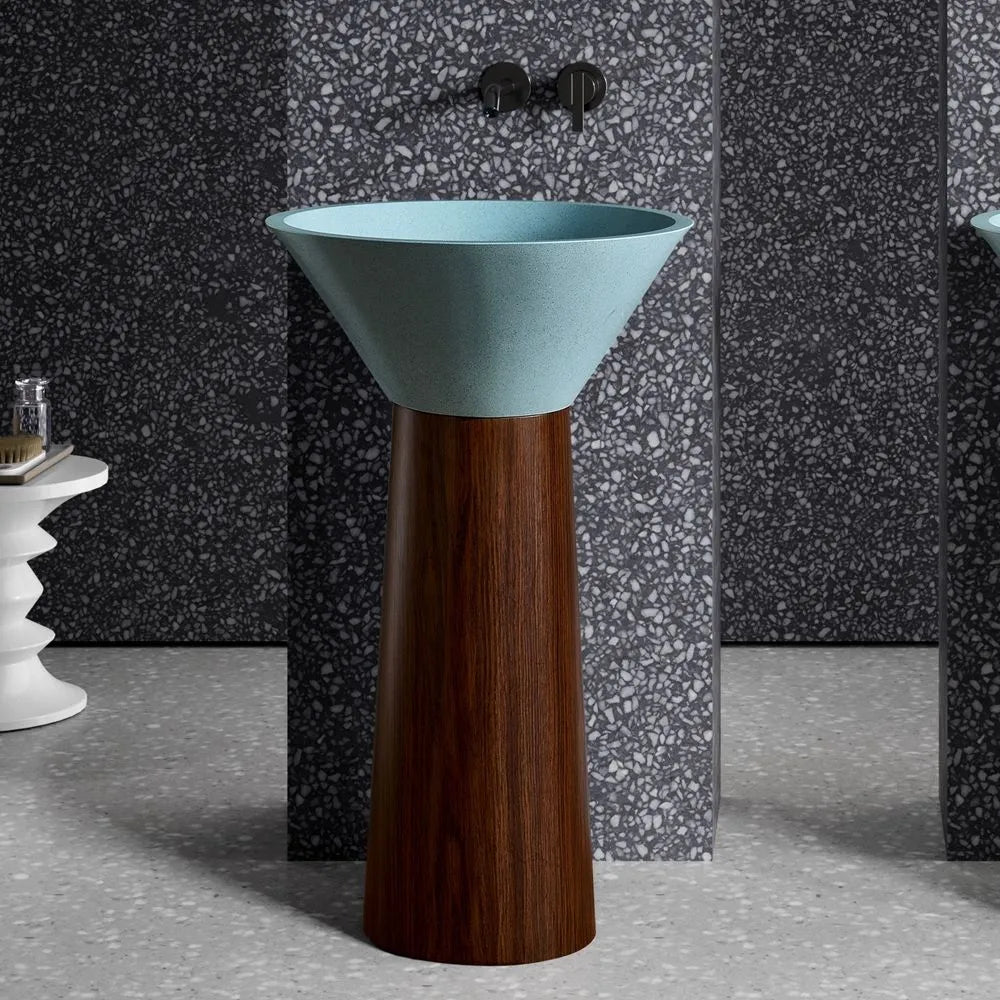 ONDA BOIS - Vasque totem sur pied sculptural
