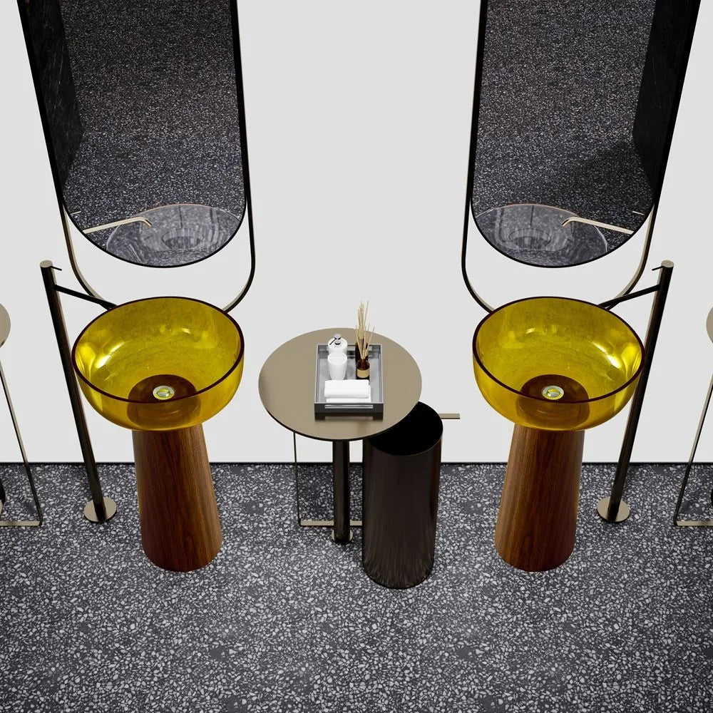 ELARA BOIS - Vasque totem ronde sur pied