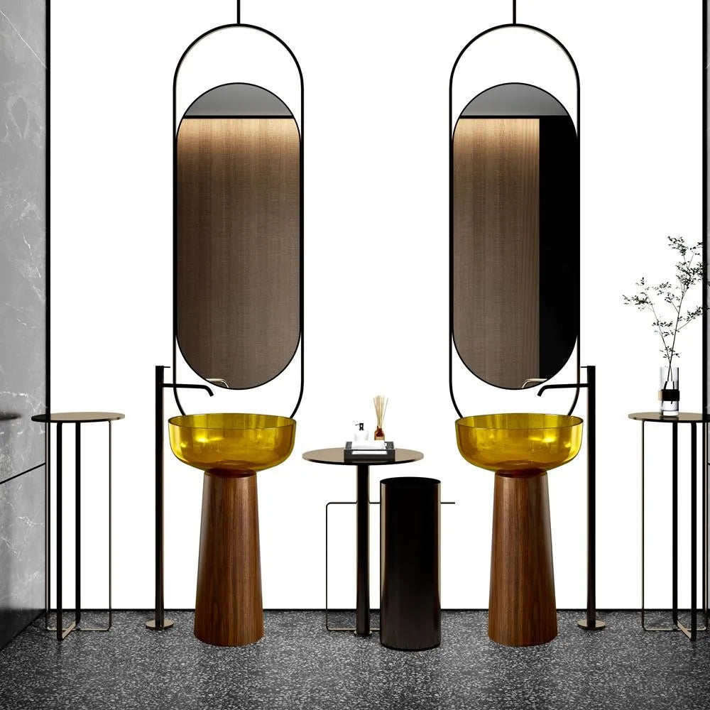ELARA BOIS - Vasque totem ronde sur pied