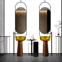 ELARA BOIS - Vasque totem ronde sur pied