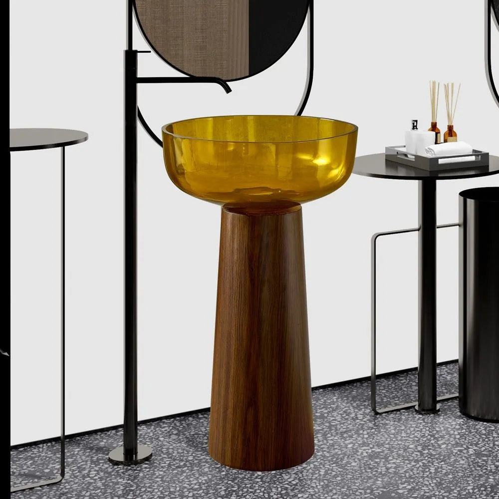 ELARA BOIS - Vasque totem ronde sur pied