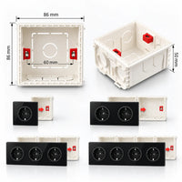 Boîtier d'Encastrement Type 86 à Clipser — Blanc, Rouge ou Bleu