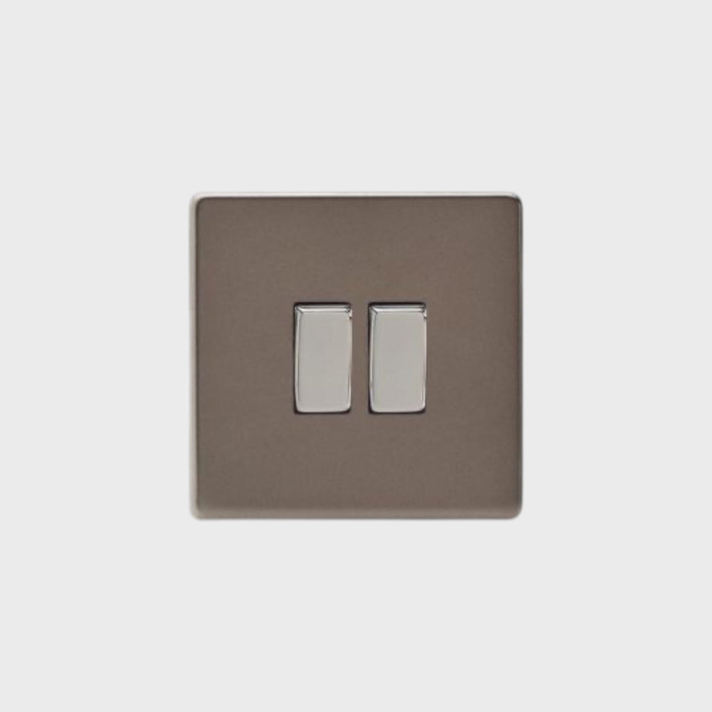 interrupteur bouton plat double bronze