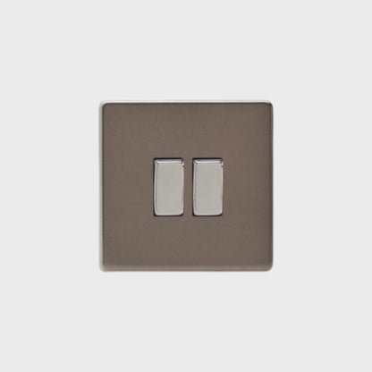 interrupteur bouton plat double bronze
