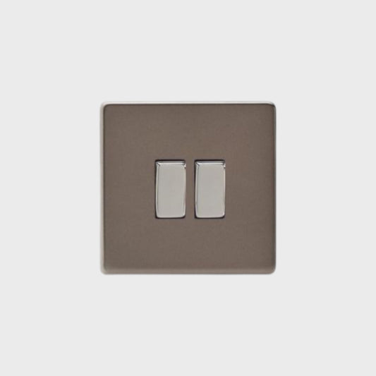 interrupteur bouton plat double bronze