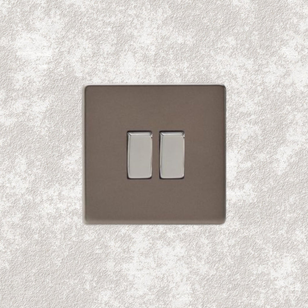 interrupteur bouton plat double bronze