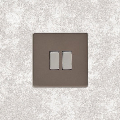 interrupteur bouton plat double bronze