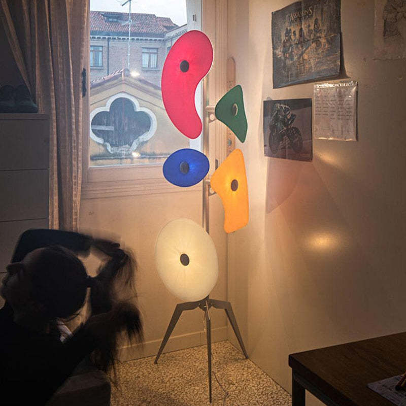 TORDO - Lampadaire, Fer, Blanc / Multicolore, Salon