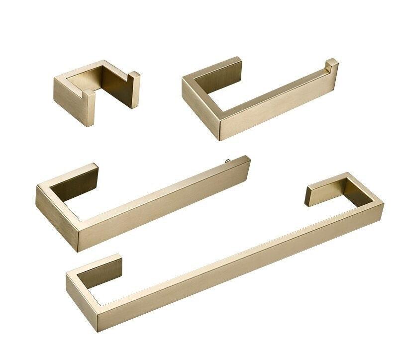 Accessoires de salle de bain faits main or brossé