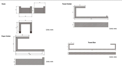 Accessoires de salle de bain faits main or brossé