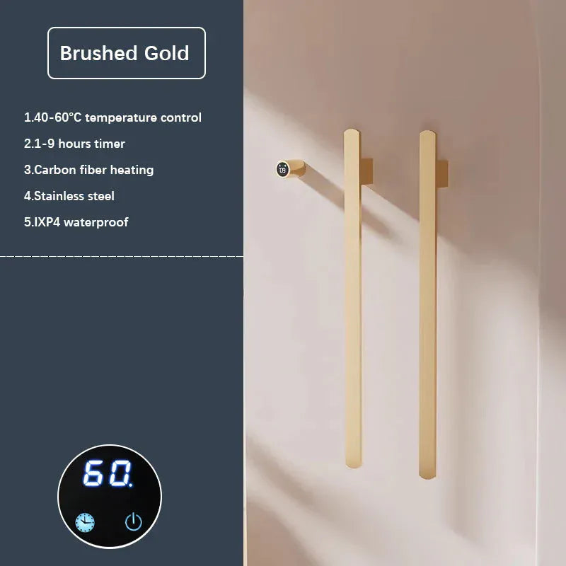 Chauffe-serviettes salle bain wifi 220V / Brossé Or / Sans wifi