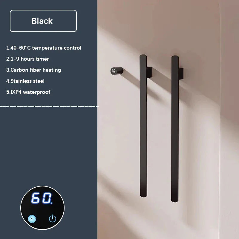 Chauffe-serviettes salle bain wifi 220V / Noir / Sans wifi