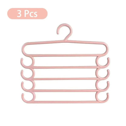 Cintre 5 pantalons multicouche – gain de place et organisation Rose - 3PCS