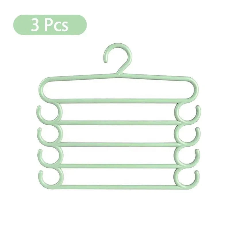 Cintre 5 pantalons multicouche – gain de place et organisation Vert - 3PCS