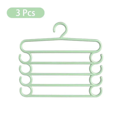 Cintre 5 pantalons multicouche – gain de place et organisation Vert - 3PCS