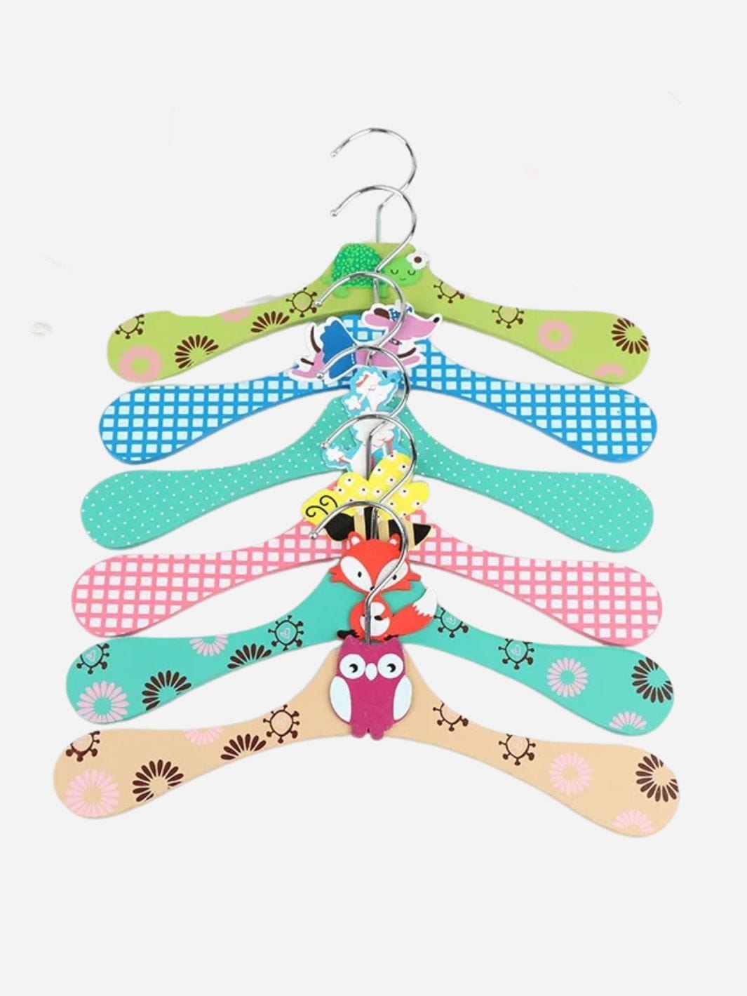 Cintre bébé en bois décoratifs animaux - Lot de 6