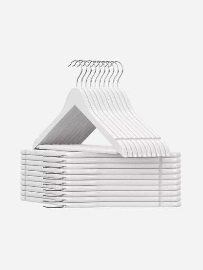 Cintre blanc en bois pour costume – Antidérapant et rotatif