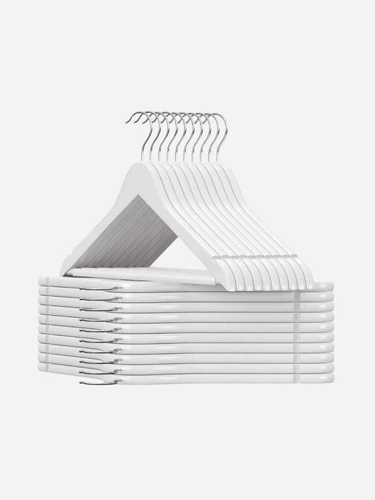 Cintre blanc en bois pour costume – Antidérapant et rotatif