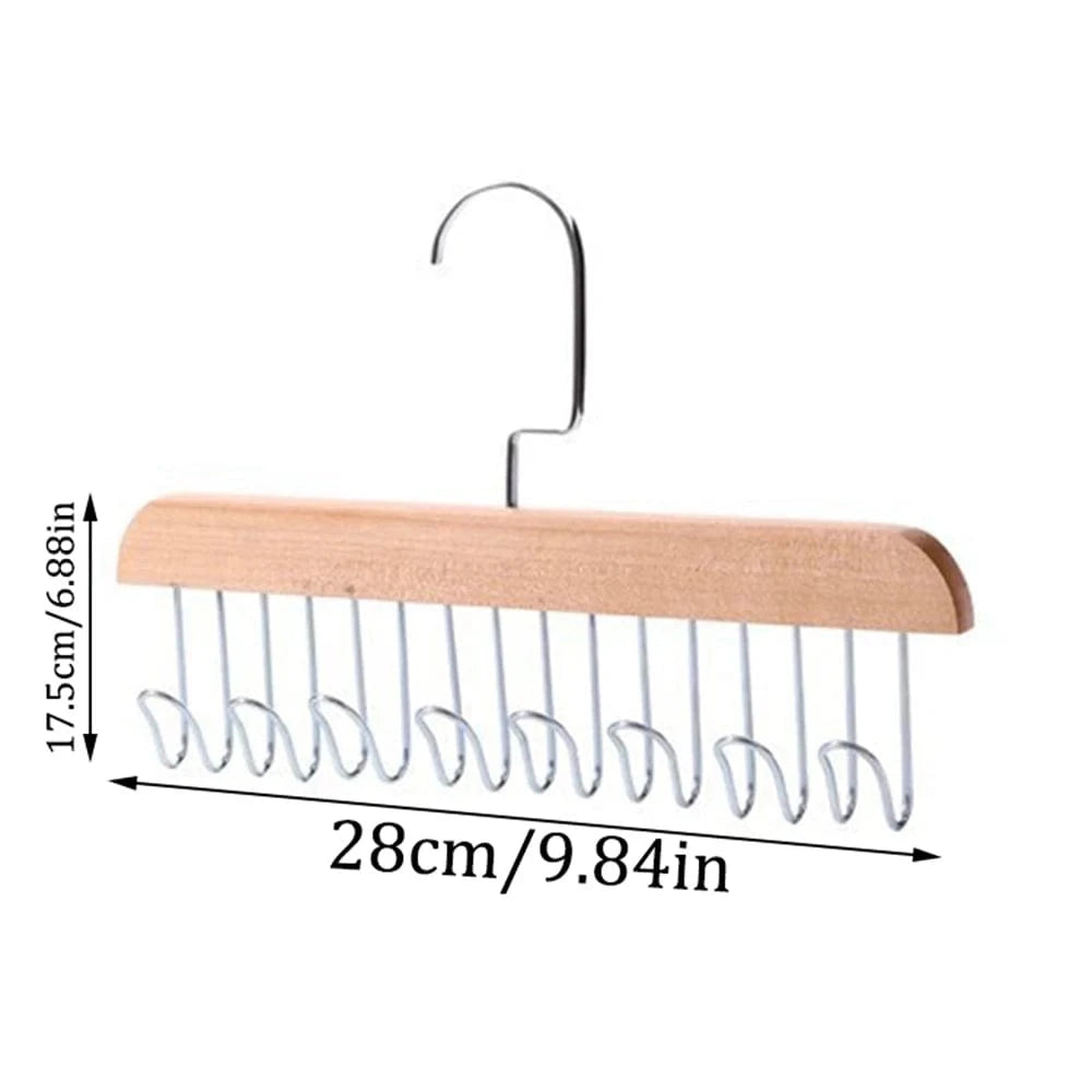 MOD 1 /2 Solid Wood 8 Hook Hanger, Underwear, Vest, Tie Multi-Functional Hook, Suitable For Dormitory, Apartment, Bedroom Finishing