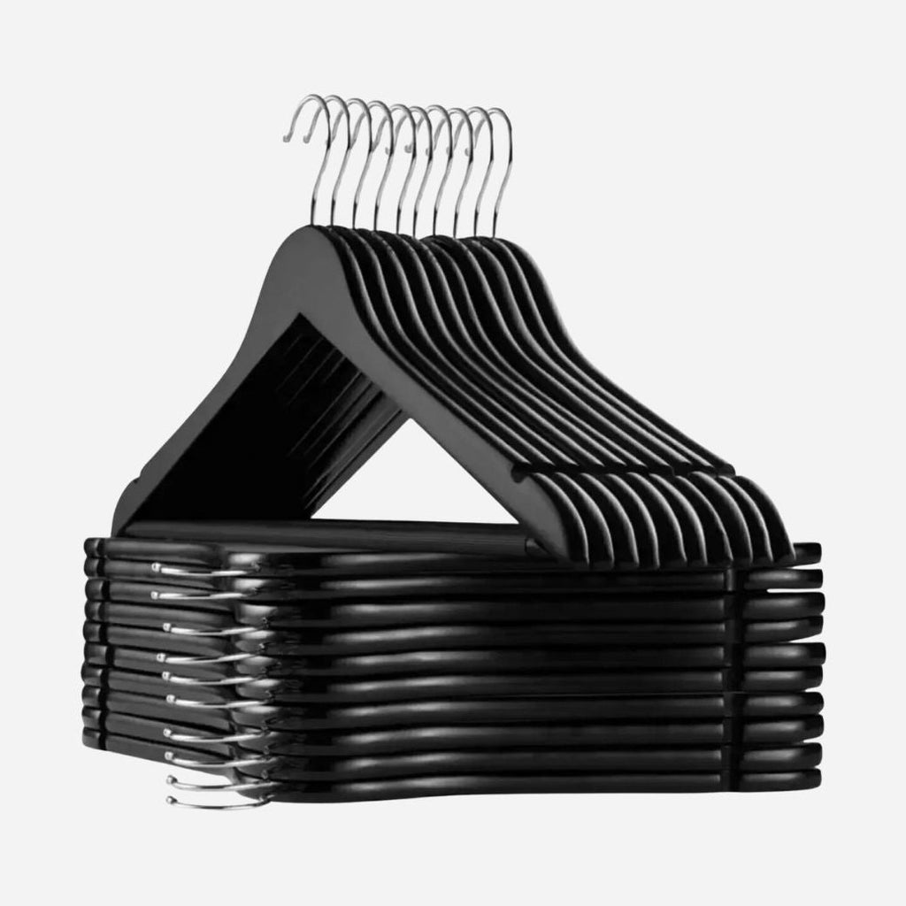 Cintre en bois noir pour costume – Robuste et antidérapant - Aéraly