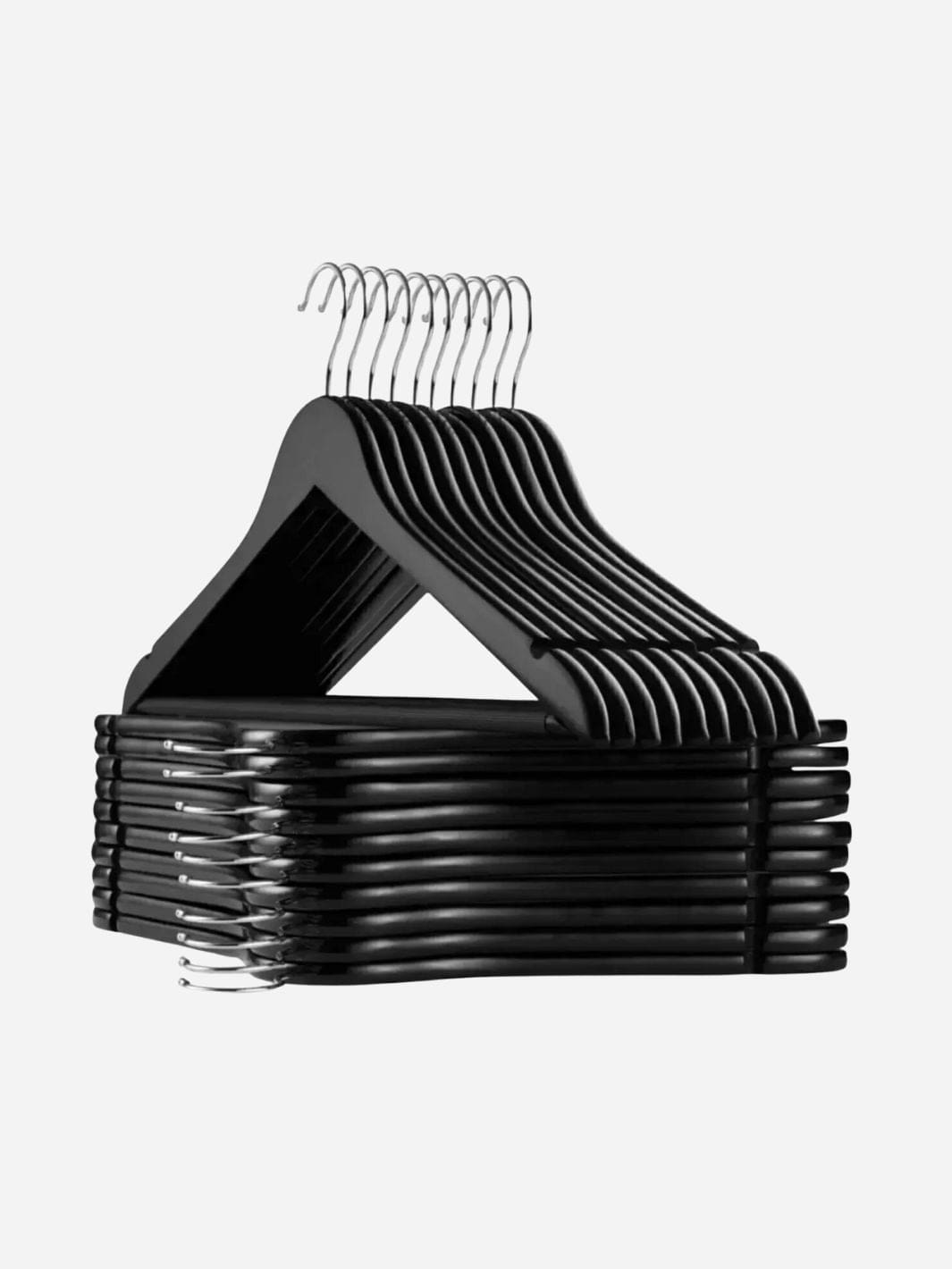 Cintre en bois noir pour costume – Robuste et antidérapant