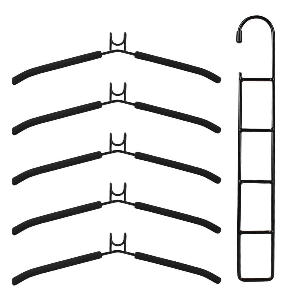 Cintre gain de place 5 niveaux détachable – Acier robuste Noir
