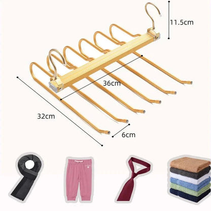 MOD 6 in 1 Magic Pants Hanger,Multi-function Storage Holder for Home Travel,Multi Layer Aluminium Pants Rack with 360 Rotatable Hook