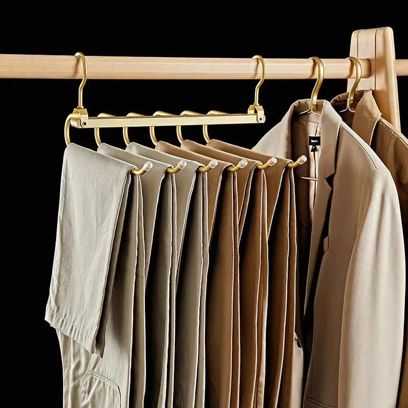 MOD 6 in 1 Magic Pants Hanger,Multi-function Storage Holder for Home Travel,Multi Layer Aluminium Pants Rack with 360 Rotatable Hook