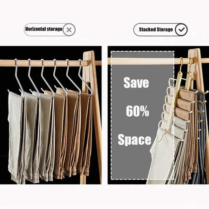 MOD 6 in 1 Magic Pants Hanger,Multi-function Storage Holder for Home Travel,Multi Layer Aluminium Pants Rack with 360 Rotatable Hook