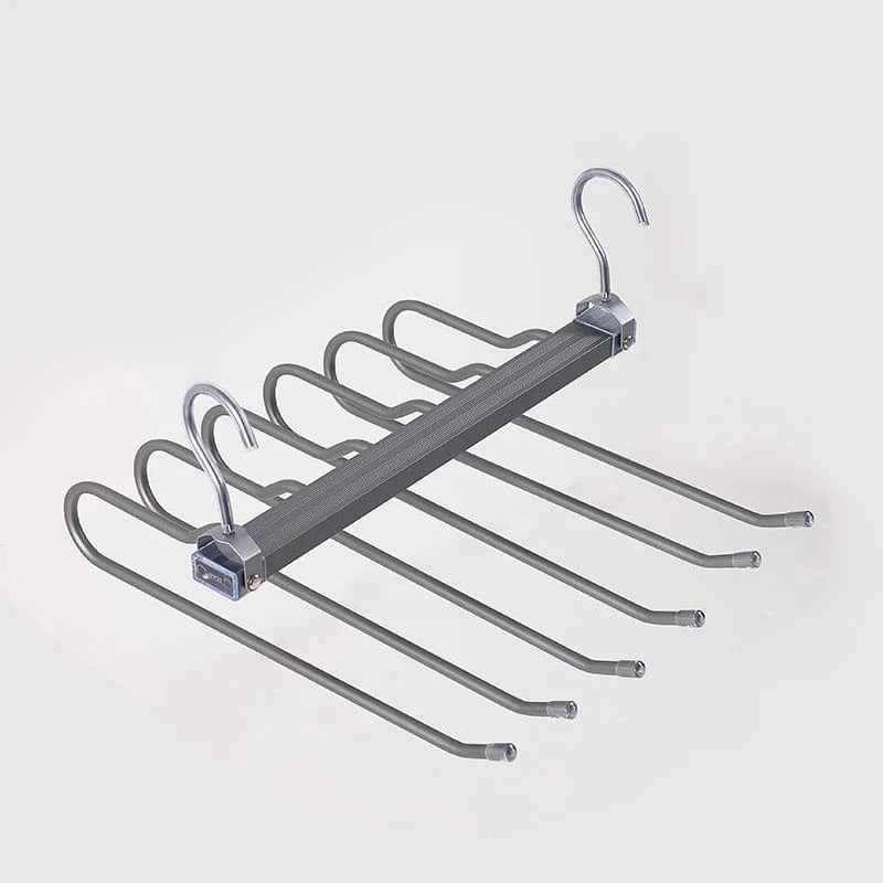 MOD 6 in 1 Magic Pants Hanger,Multi-function Storage Holder for Home Travel,Multi Layer Aluminium Pants Rack with 360 Rotatable Hook Grey 1PCS / CHINA