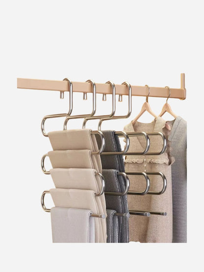 Cintre multiple pantalon - 5 niveaux gain de place Argent