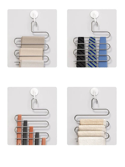 Cintre multiple pantalon - 5 niveaux gain de place Argent