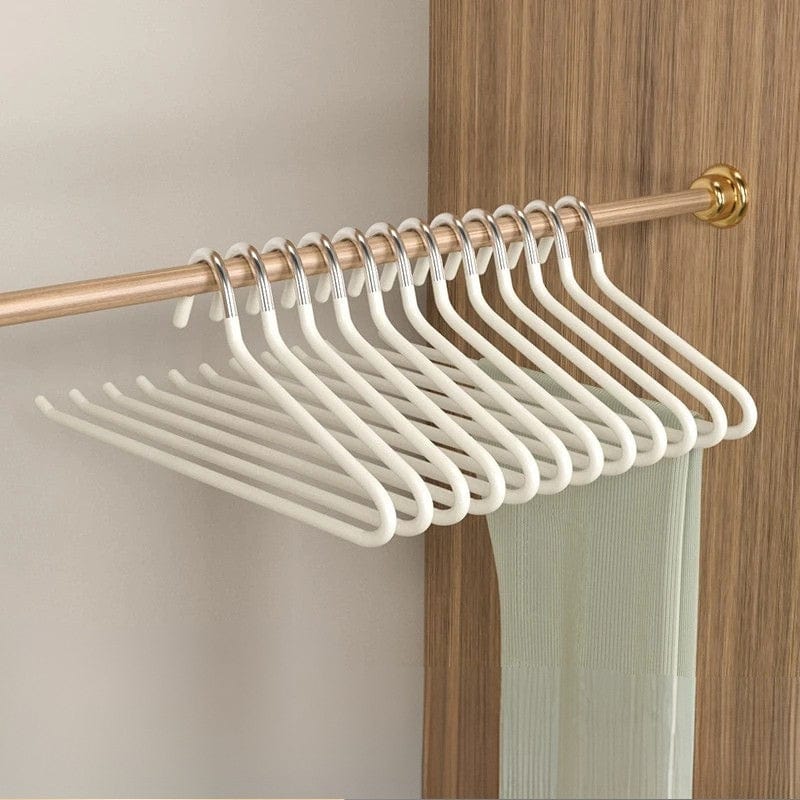 Cintre pantalon gain de place – Lot de 10 inox antidérapants Blanc