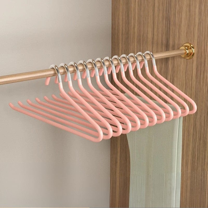 Cintre pantalon gain de place – Lot de 10 inox antidérapants Rose
