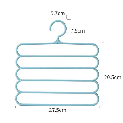 Cintre pantalon plastique 5 couches – rangement gain de place Bleu