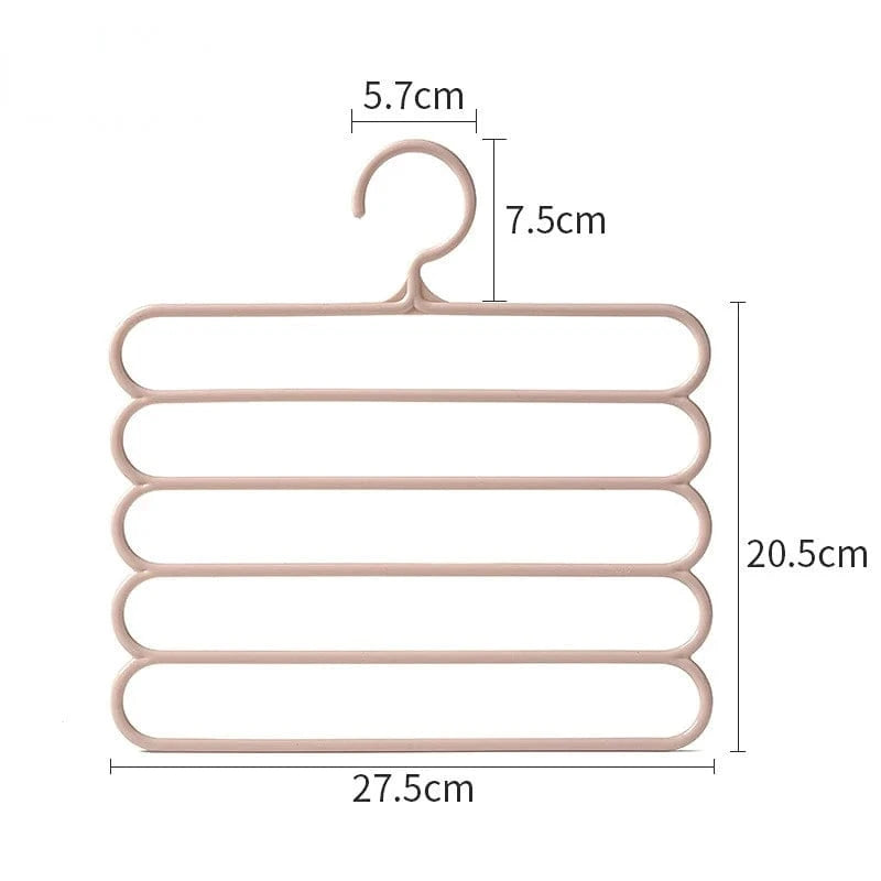 Cintre pantalon plastique 5 couches – rangement gain de place Rose