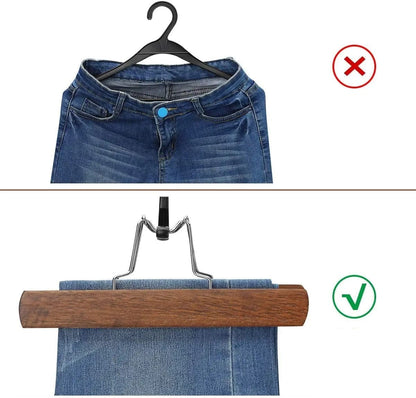 Cintre pince pantalon en bois antidérapant – lot de 5 à 30 pièces