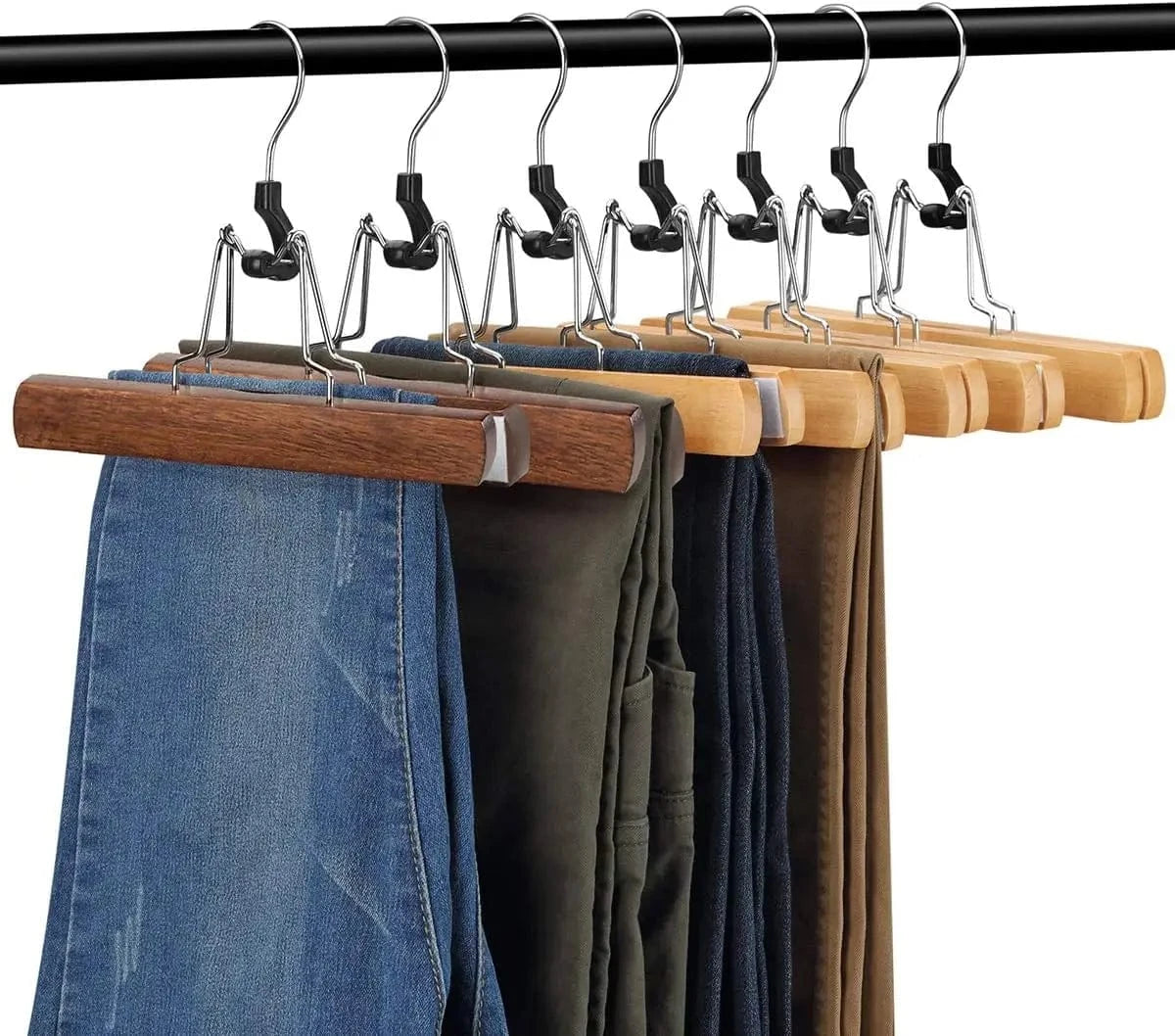 Cintre pince pantalon en bois antidérapant – lot de 5 à 30 pièces