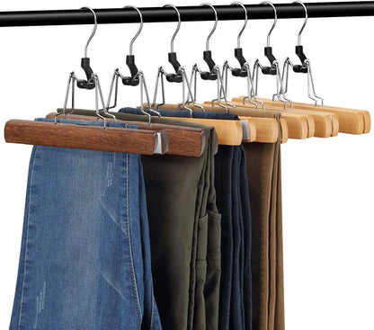 Cintre pince pantalon en bois antidérapant – lot de 5 à 30 pièces